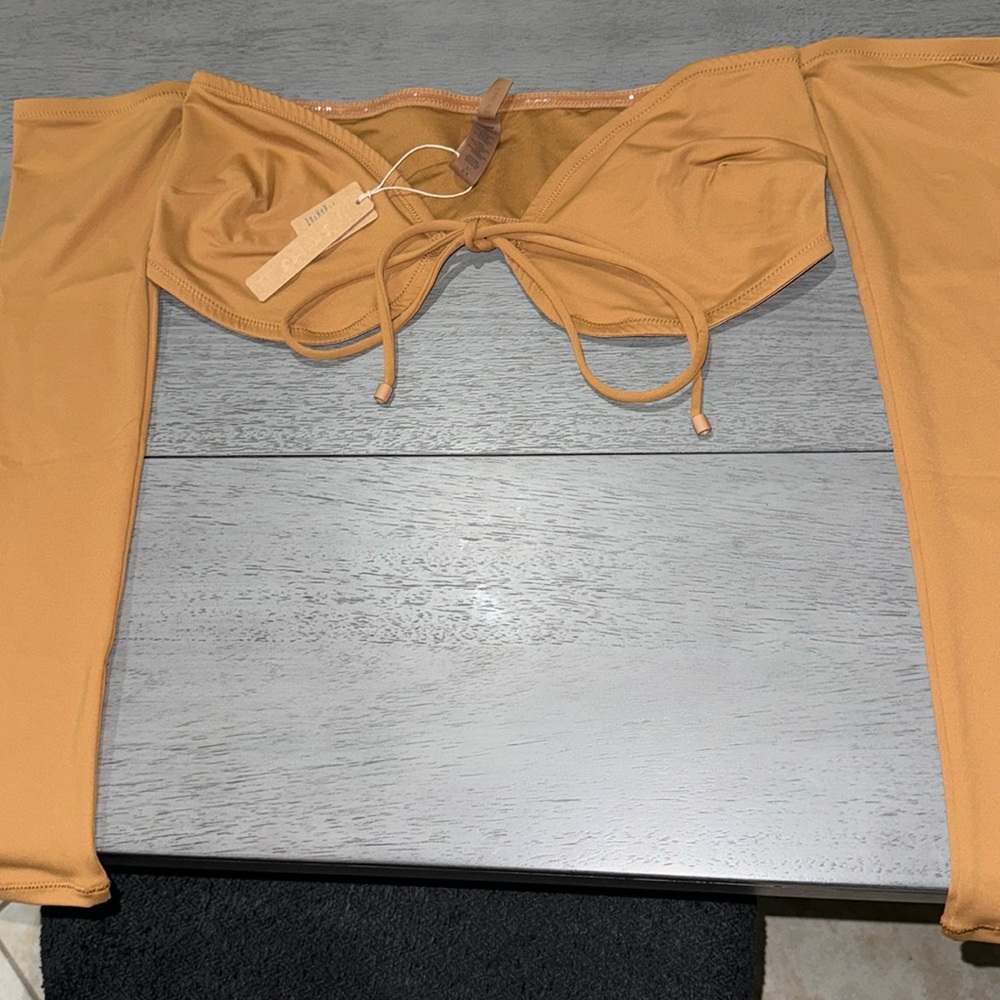 Almond long sleeve bikini top NWT!!!